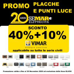 Placche e punti luce Vimar scontati del 40%+10%